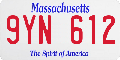 MA license plate 9YN612