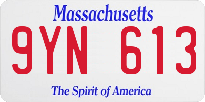 MA license plate 9YN613