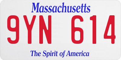 MA license plate 9YN614