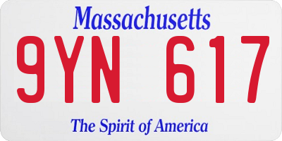 MA license plate 9YN617