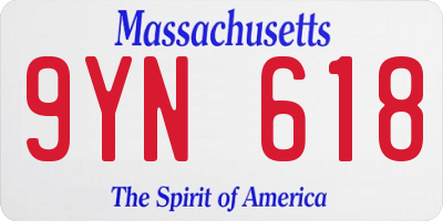 MA license plate 9YN618