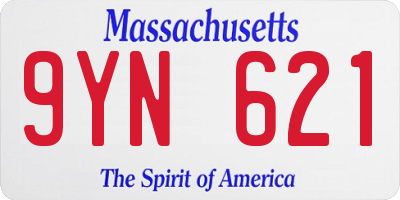 MA license plate 9YN621