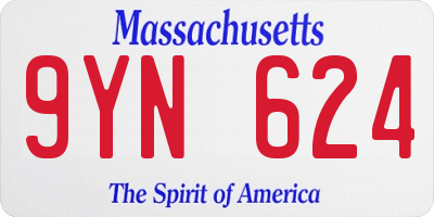 MA license plate 9YN624