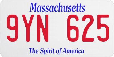 MA license plate 9YN625