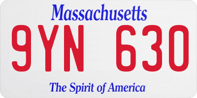 MA license plate 9YN630