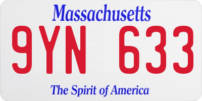 MA license plate 9YN633