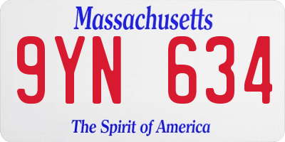 MA license plate 9YN634