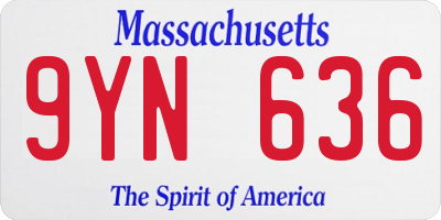 MA license plate 9YN636