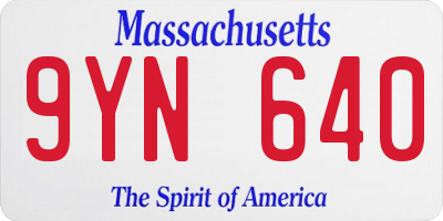 MA license plate 9YN640