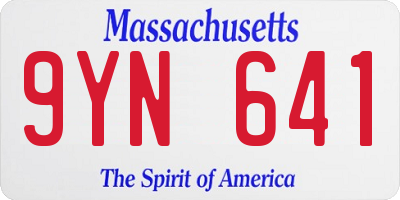 MA license plate 9YN641