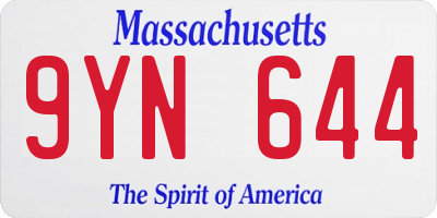 MA license plate 9YN644