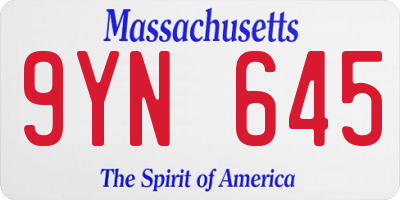 MA license plate 9YN645