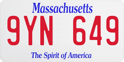 MA license plate 9YN649