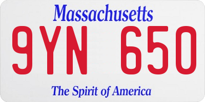 MA license plate 9YN650