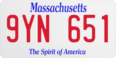 MA license plate 9YN651
