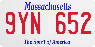 MA license plate 9YN652