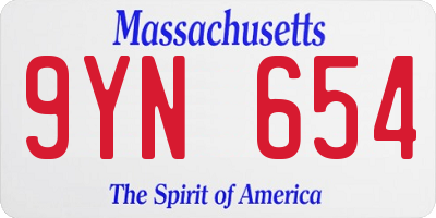 MA license plate 9YN654