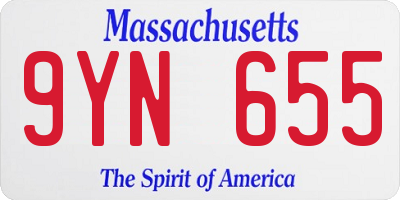 MA license plate 9YN655