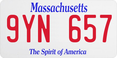 MA license plate 9YN657