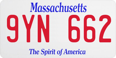 MA license plate 9YN662