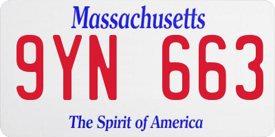MA license plate 9YN663