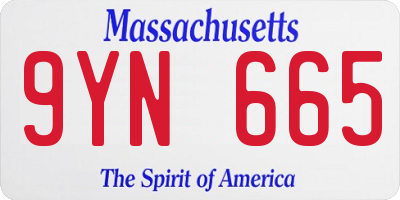 MA license plate 9YN665