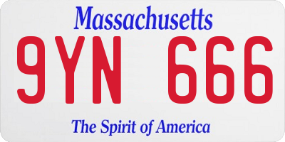 MA license plate 9YN666