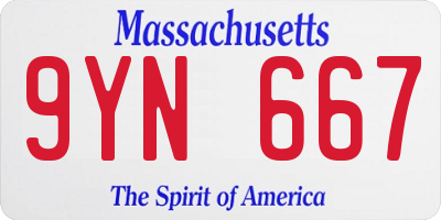 MA license plate 9YN667