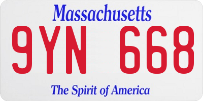 MA license plate 9YN668