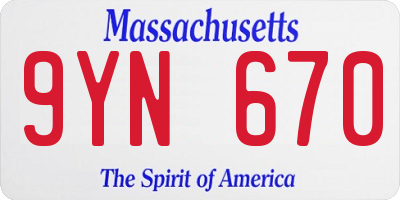 MA license plate 9YN670