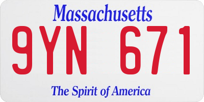 MA license plate 9YN671