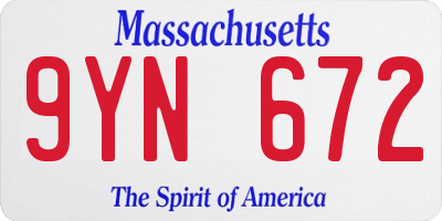 MA license plate 9YN672