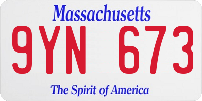 MA license plate 9YN673