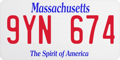 MA license plate 9YN674