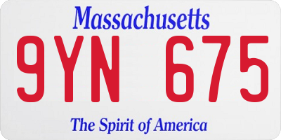 MA license plate 9YN675