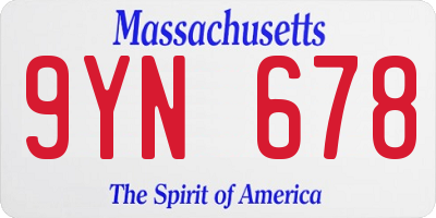 MA license plate 9YN678