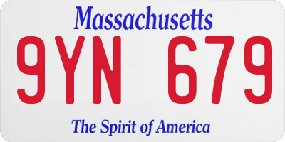 MA license plate 9YN679