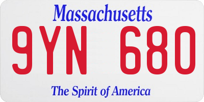 MA license plate 9YN680