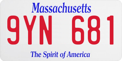 MA license plate 9YN681
