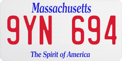 MA license plate 9YN694