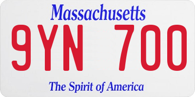 MA license plate 9YN700