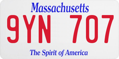 MA license plate 9YN707