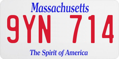 MA license plate 9YN714