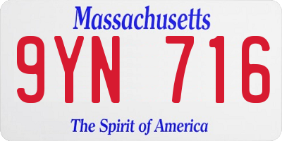 MA license plate 9YN716