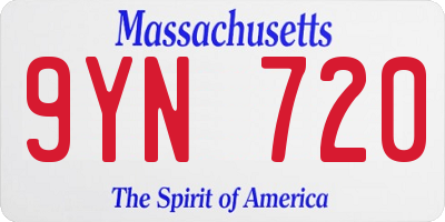 MA license plate 9YN720