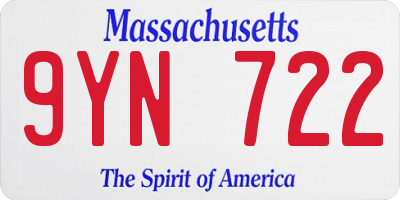 MA license plate 9YN722
