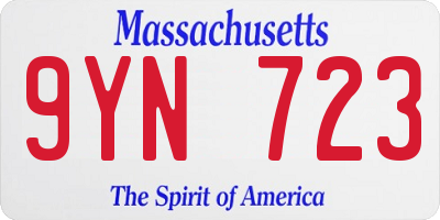MA license plate 9YN723