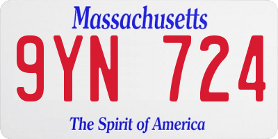 MA license plate 9YN724
