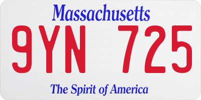 MA license plate 9YN725