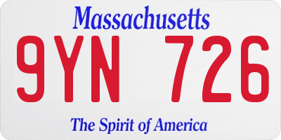 MA license plate 9YN726